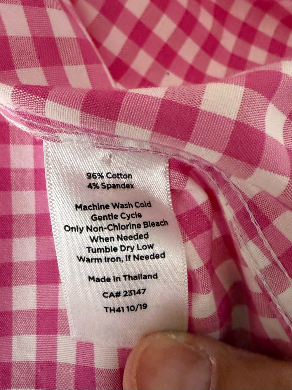 Talbots Pink Gingham Sleeveless Button-Down Shirt - Picture 3 of 7